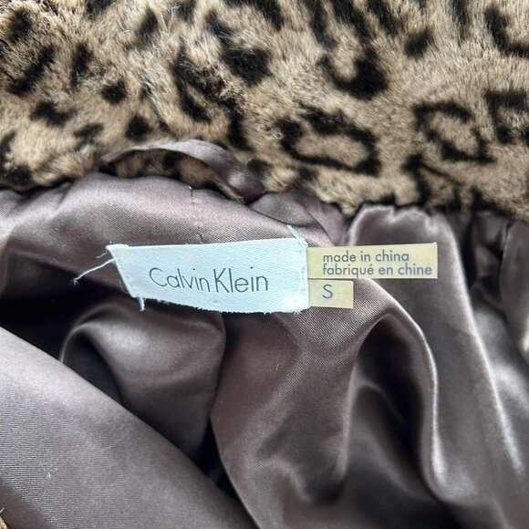 Calvin Klein Ultra Soft Leopard Faux-Fur Shawl-Collar Jacket Elbow Sleeve – US S - Picture 11 of 11